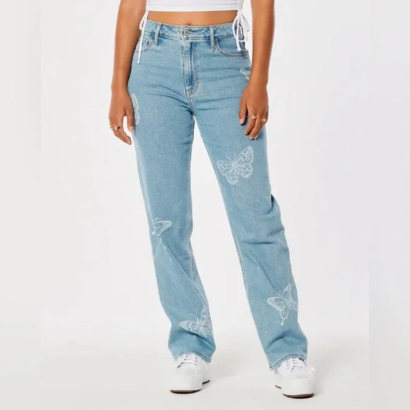 Hollister Jeans Hollister Ultra Highrise Washed Blue Butterfly